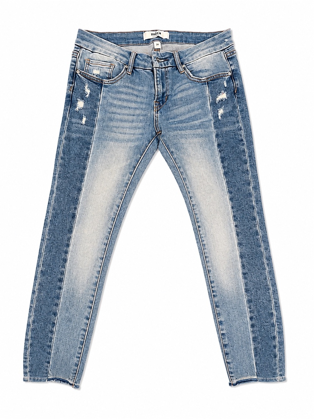 Two-Tone Mica Light Blue Distressed Women’s Jeans